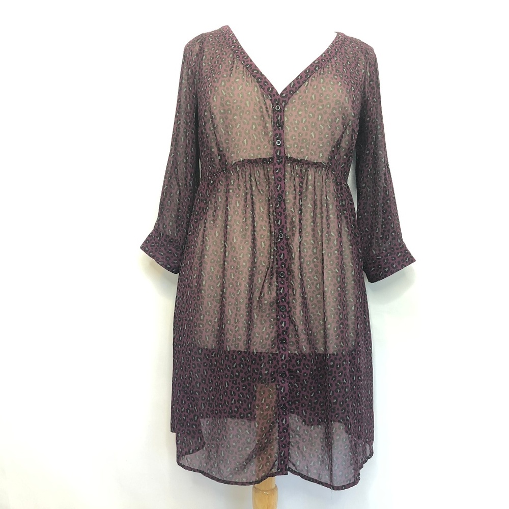 Torrid Sheer Purple and Black Button-Down Dress